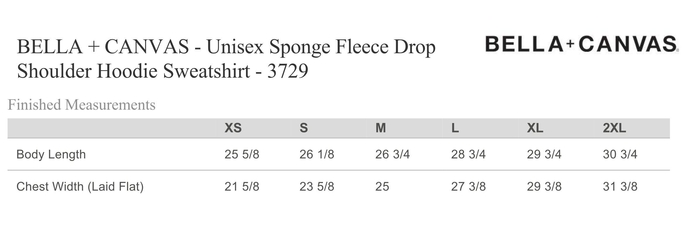 DROP SHOULD HOODIE SIZE CHART_GBL